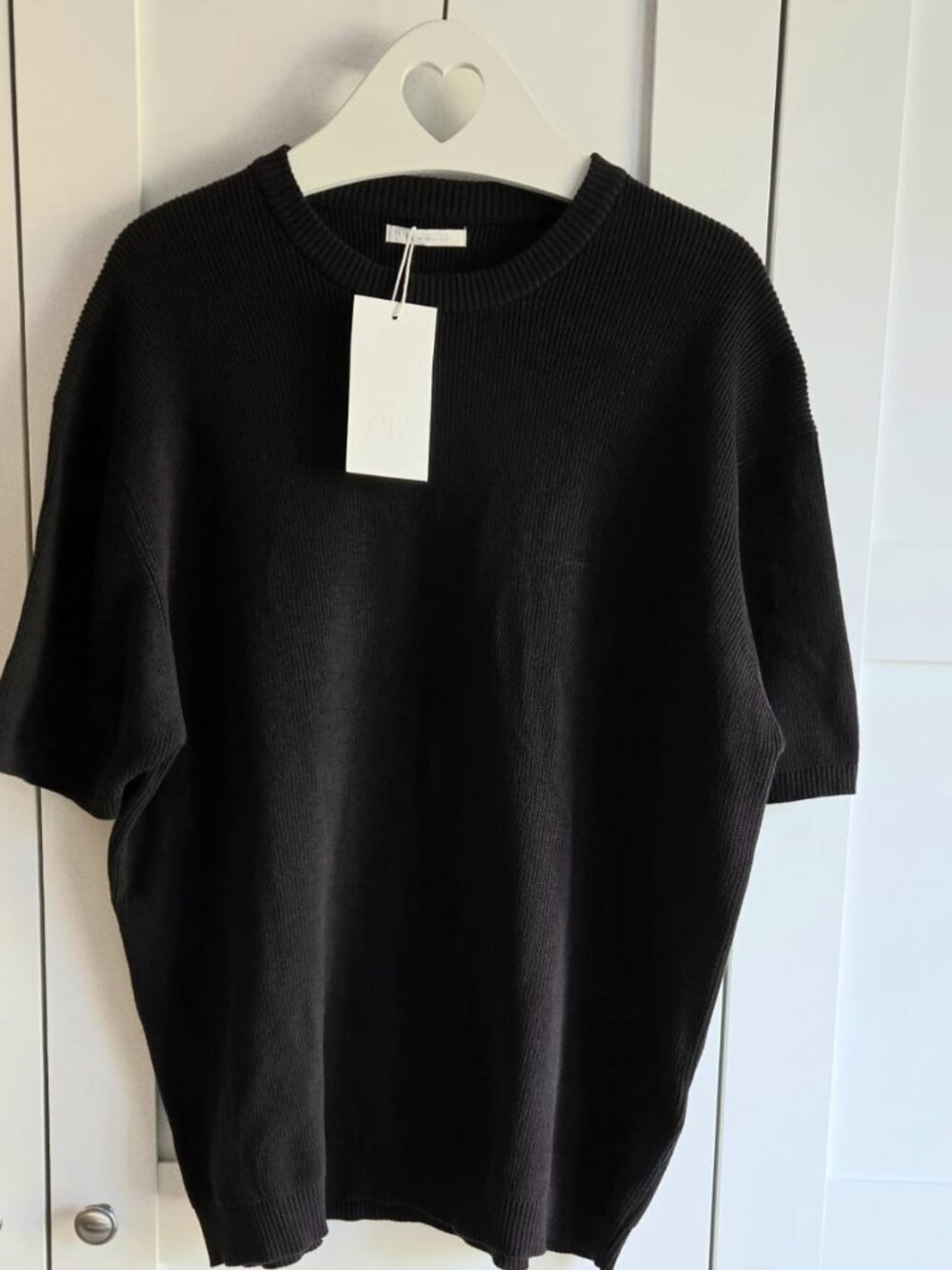 NWT Zara 100% Cotton Oversized Knit Top Dark Brown XL PTP24